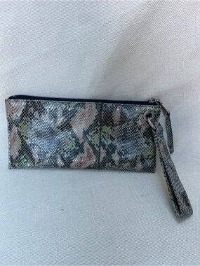 HOBO Multi-Tone Snake Print Wristlet in Blue, Green & Pink
